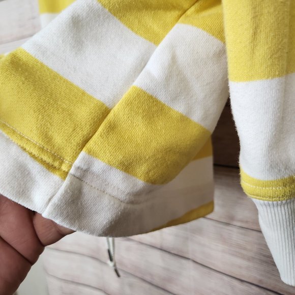 Anthropologie Maeve Elmira Yellow White Striped Jacket Sweater Size Small Pocket - Picture 11 of 16